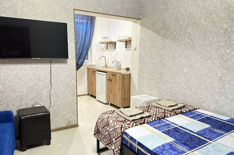 Трёхместный номер с синим диваном «Стандарт»