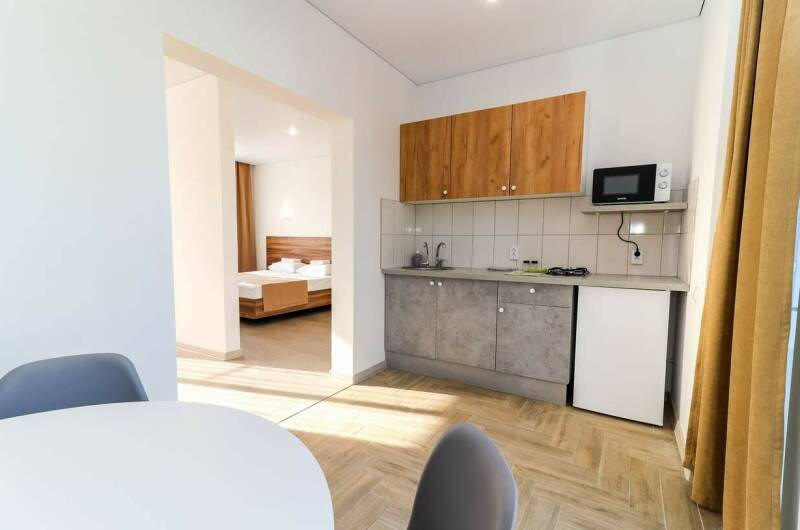 Большой номер с разделенными зонами и кухней